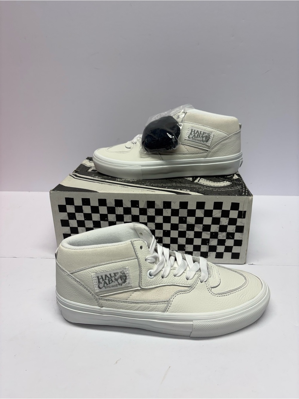 Vans White Half Cab Mid-Top Skate Shoes